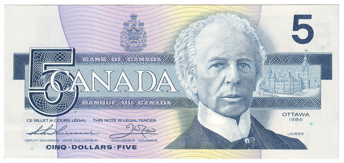 BC-56b 1986 Canada $5 Thiessen-Crow, GNY, AU