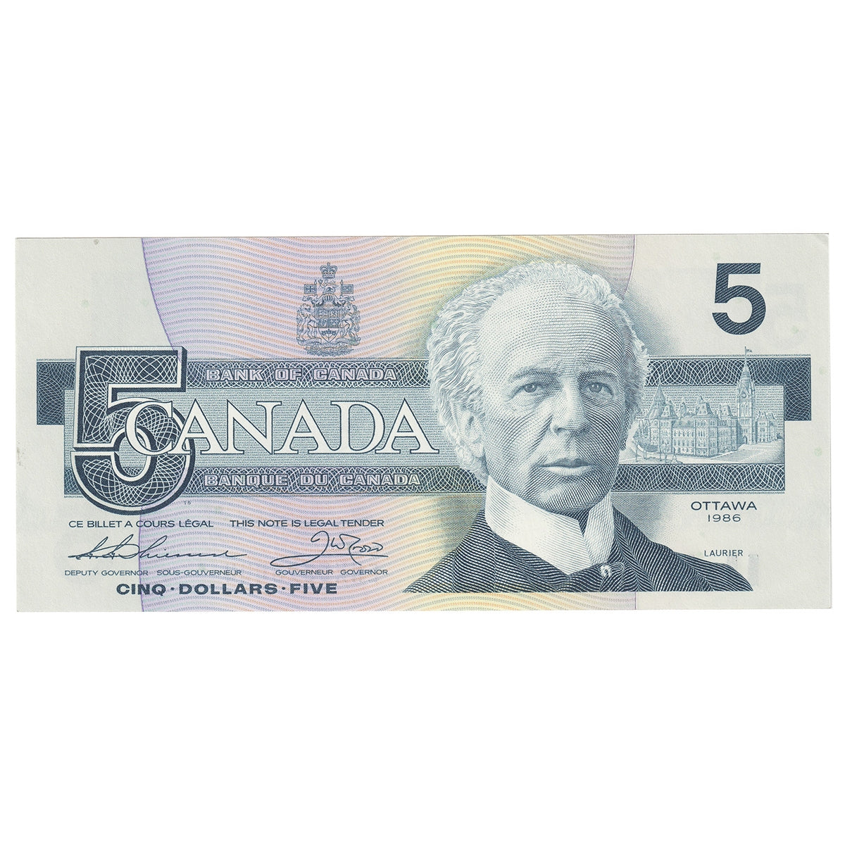 BC-56bA 1986 Canada $5 Thiessen-Crow, ENX, AU-UNC