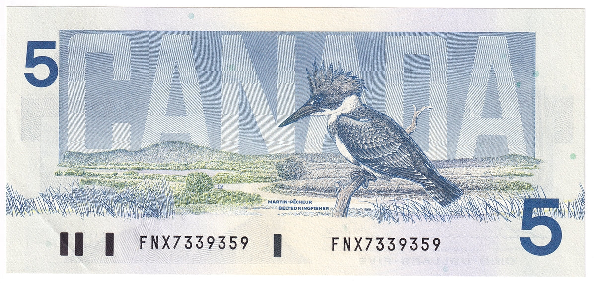 BC-56bA 1986 Canada $5 Thiessen-Crow, FNX Above 7.08M, AU