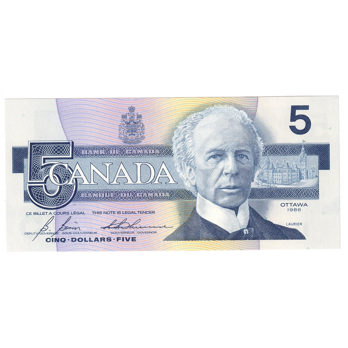 BC-56c 1986 Canada $5 Bonin-Thiessen, GOG, Choice Uncirculated (CUNC63)