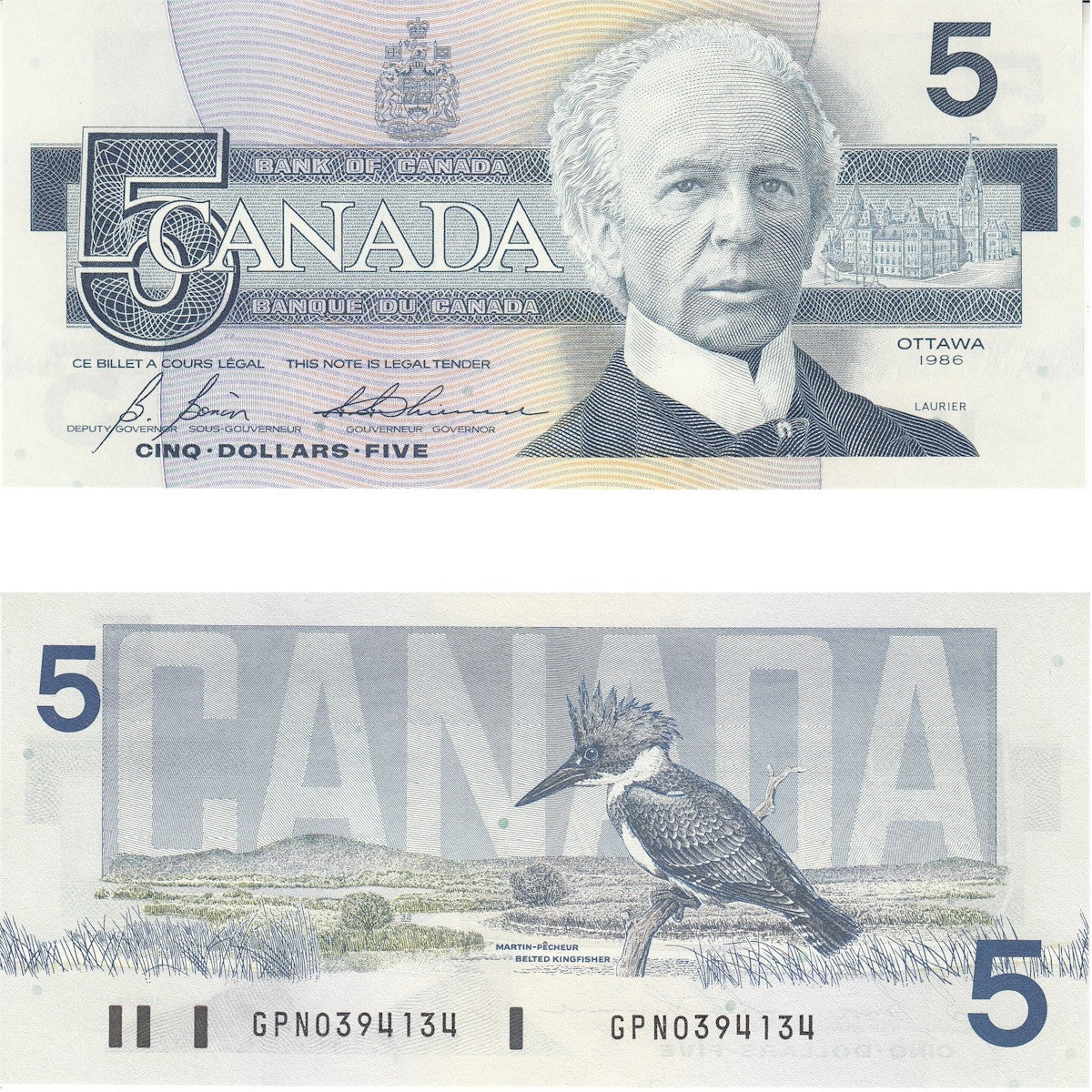 BC-56c 1986 Canada $5 Bonin-Thiessen, GPN, CUNC