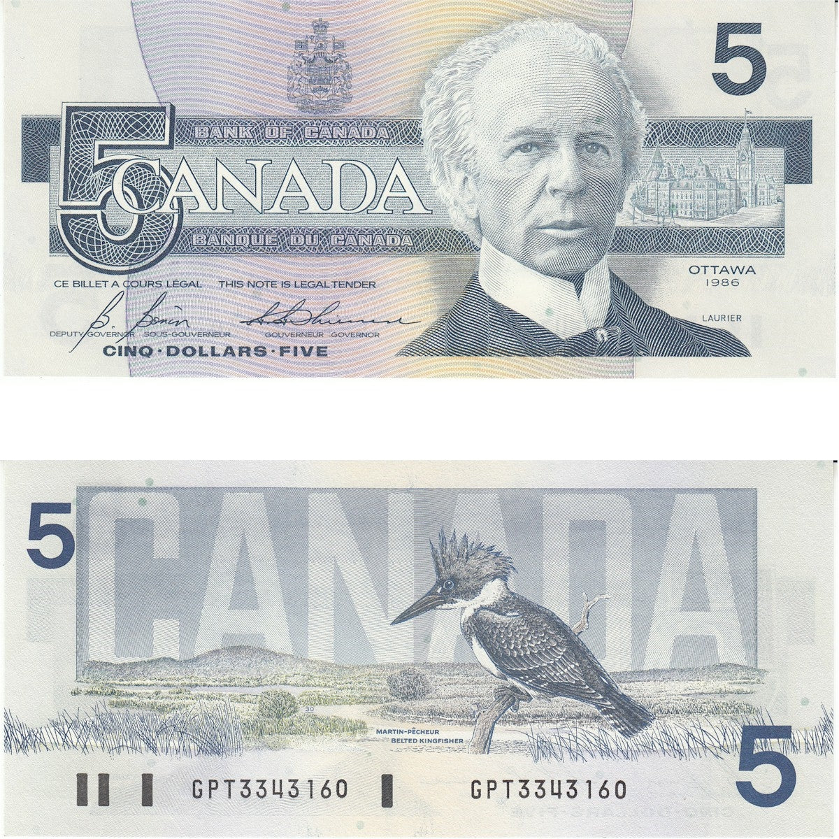 BC-56c 1986 Canada $5 Bonin-Thiessen, GPT, CUNC