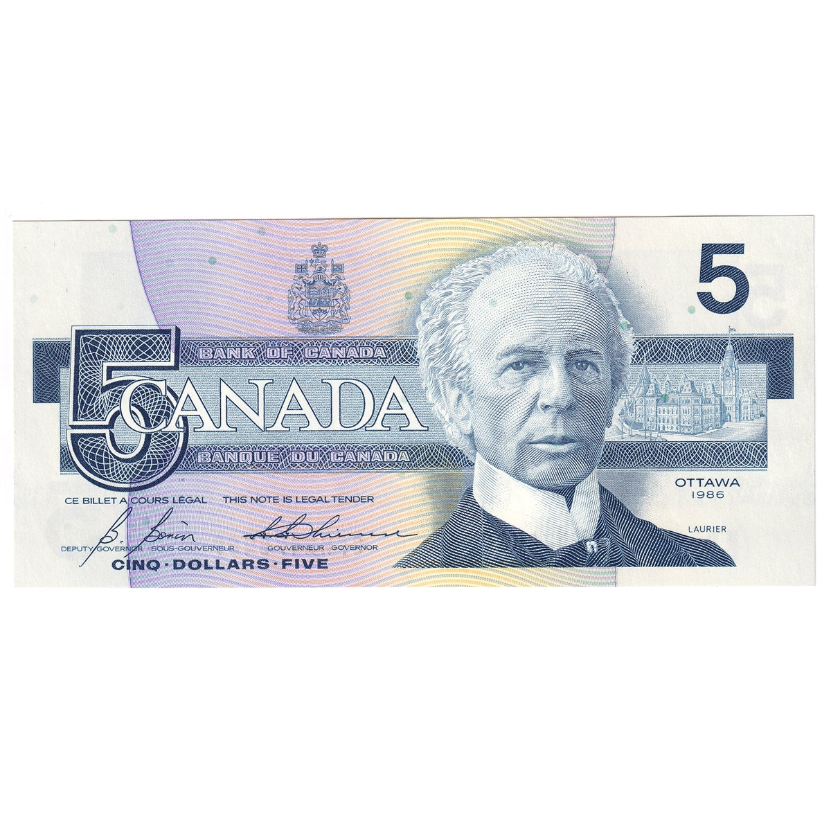 BC-56c 1986 Canada $5 Bonin-Thiessen, GPW, AU-UNC