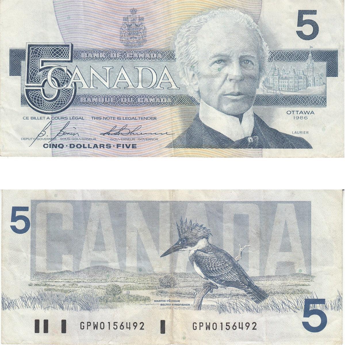 BC-56c 1986 Canada $5 Bonin-Thiessen, GPW, VF