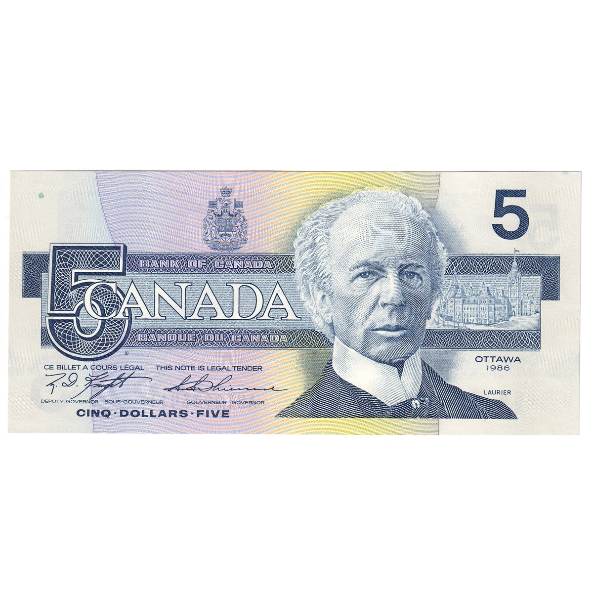 BC-56d 1986 Canada $5 Knight-Thiessen, ANI, Uncirculated (MS60)