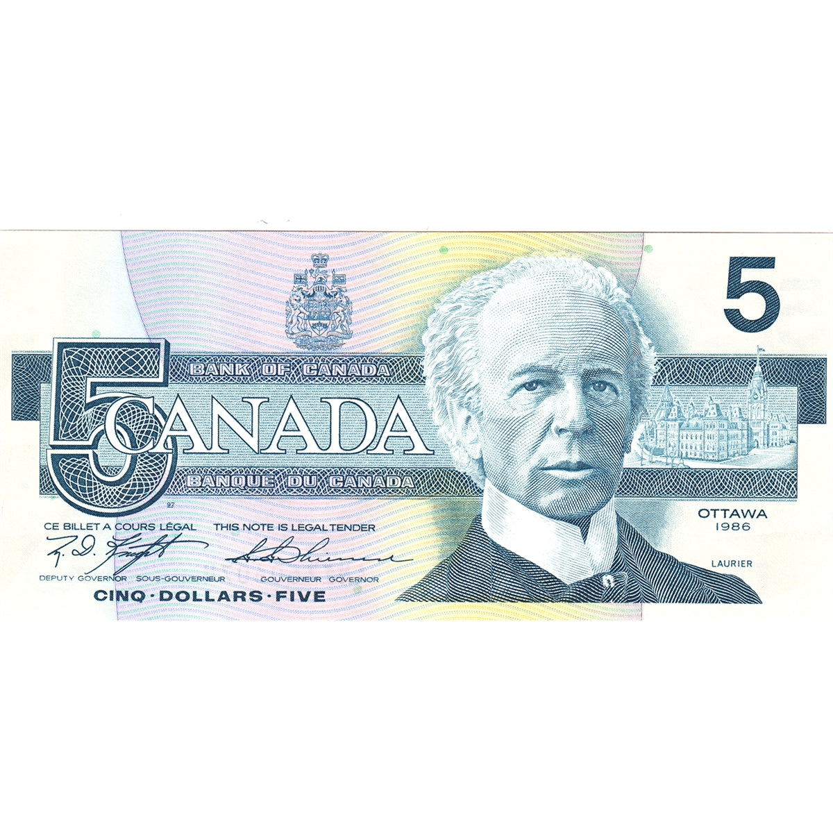 BC-56d 1986 Canada $5 Knight-Thiessen, ANI, CUNC