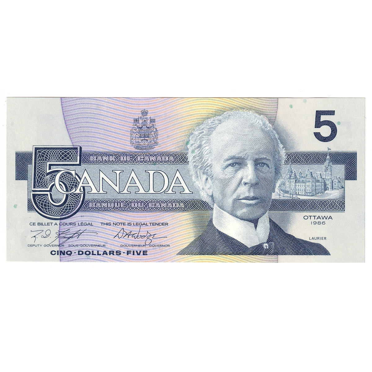 BC-56e 1986 Canada $5 Knight-Dodge, GPW, CUNC