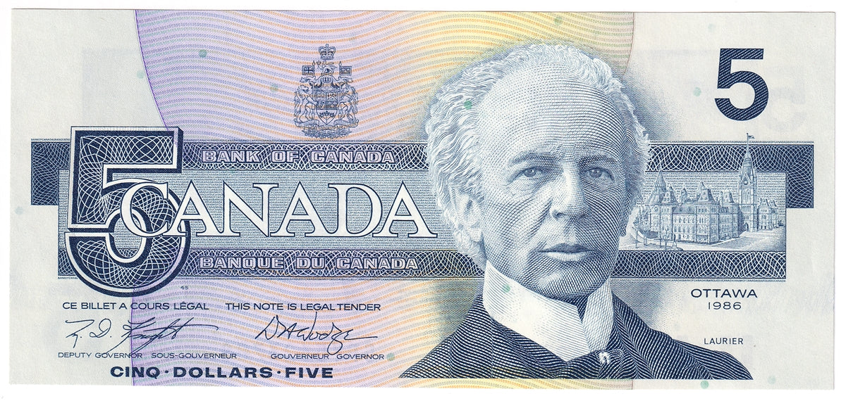 BC-56e 1986 Canada $5 Knight-Dodge, GPY, UNC