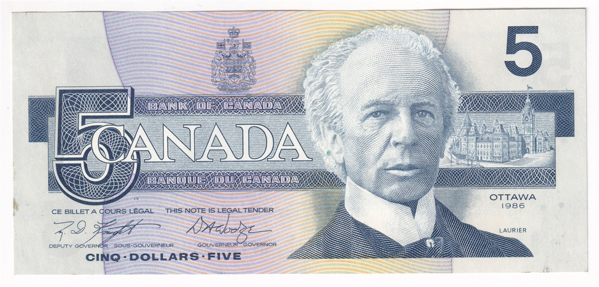 BC-56e 1986 Canada $5 Knight-Dodge, GPZ, CUNC