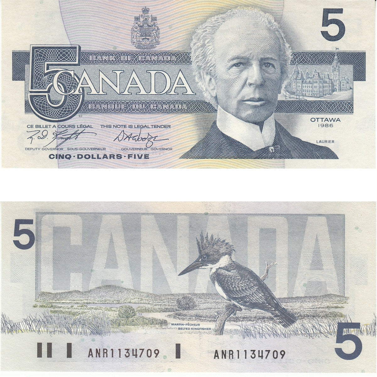 BC-56e-i 1986 Canada $5 Knight-Dodge, ANR, UNC