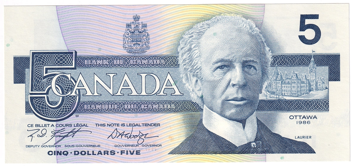 BC-56e-i 1986 Canada $5 Knight-Dodge, ANS, Choice Uncirculated (CUNC63)