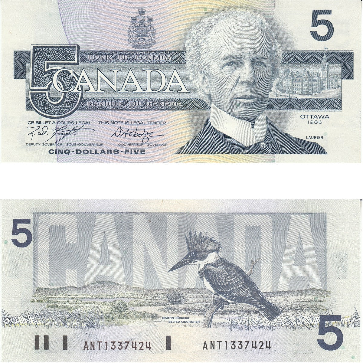 BC-56e-i 1986 Canada $5 Knight-Dodge, ANT, UNC