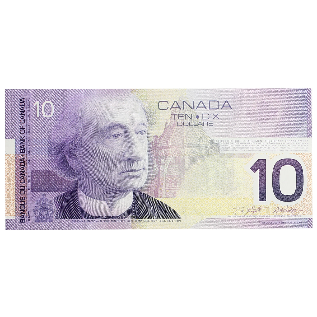BC-63b 2001 Canada $10 Knight-Dodge, FEA, Uncirculated (MS60)