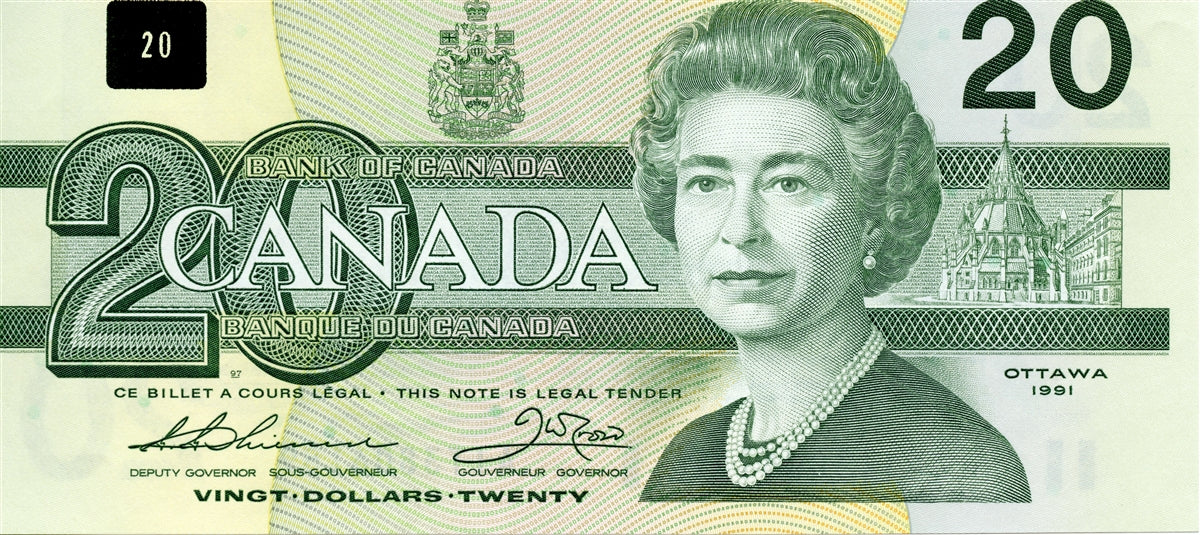 BC-58a-ii 1991 Canada $20 Thiessen-Crow, AIT, UNC