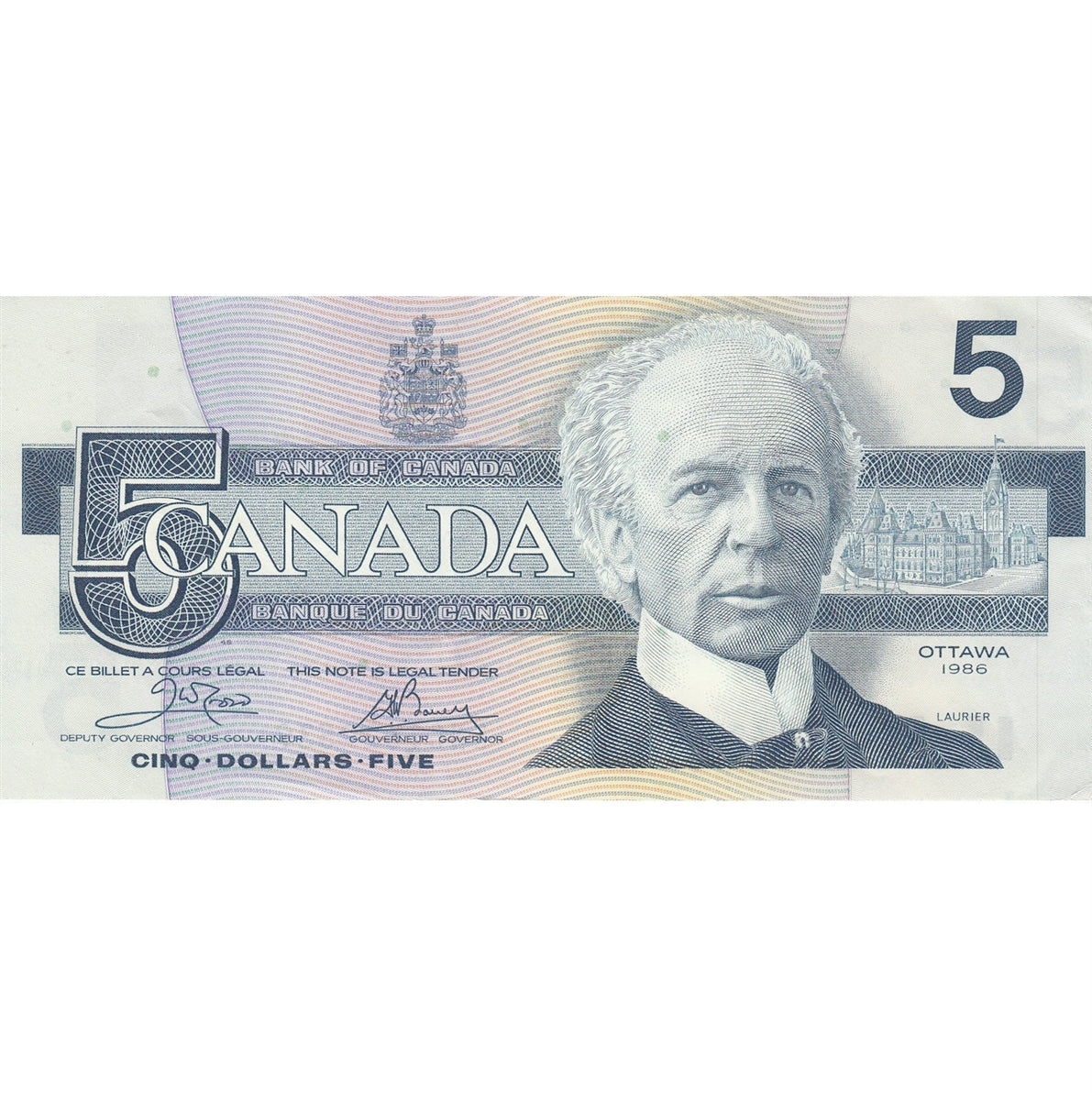 BC-56a 1986 Canada $5 Crow-Bouey, ENC, EF-AU