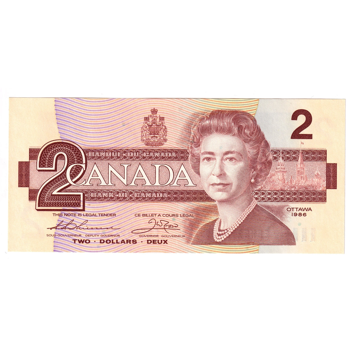 BC-55b-i 1986 Canada $2 Thiessen-Crow, EBH, Choice Uncirculated (CUNC63)