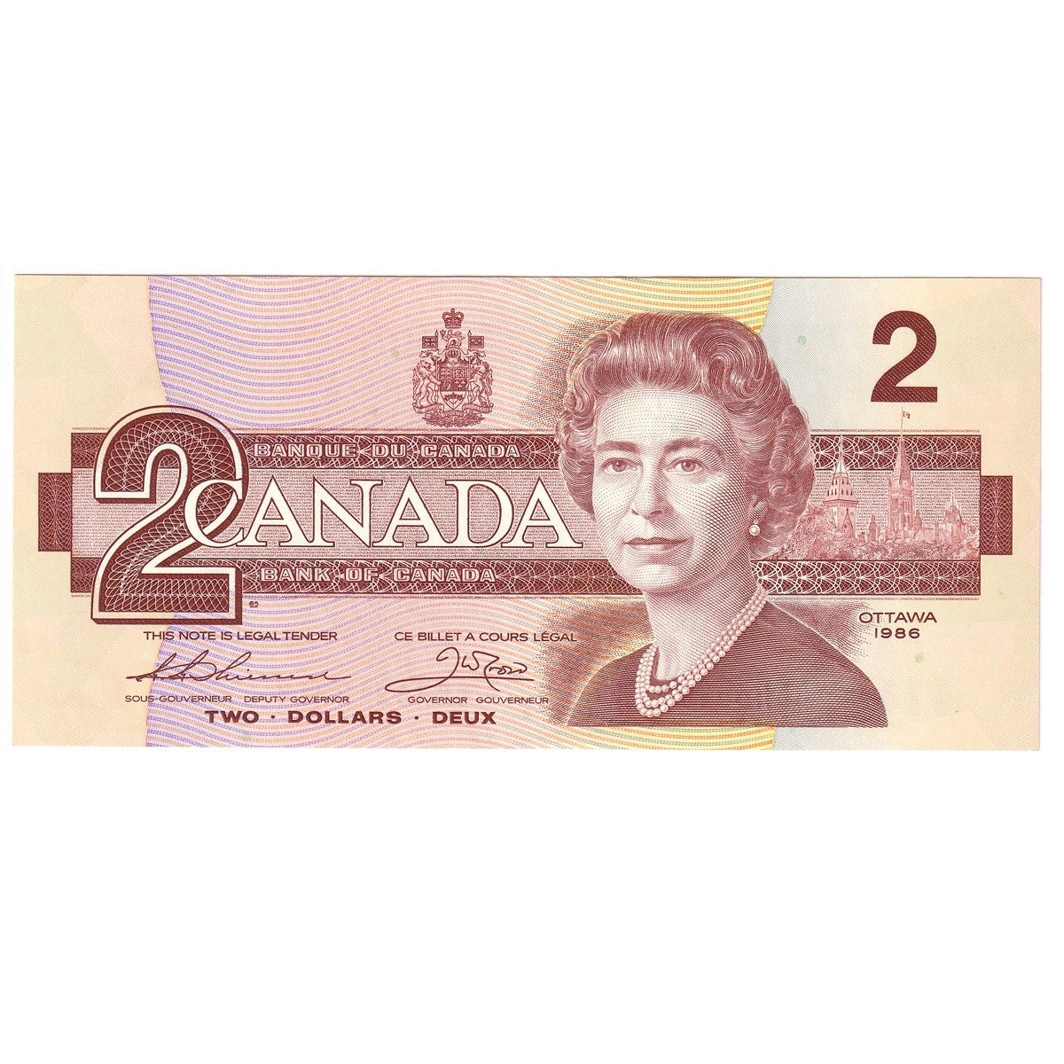 BC-55b 1986 Canada $2 Thiessen-Crow, BBR, AU-UNC (AU55)