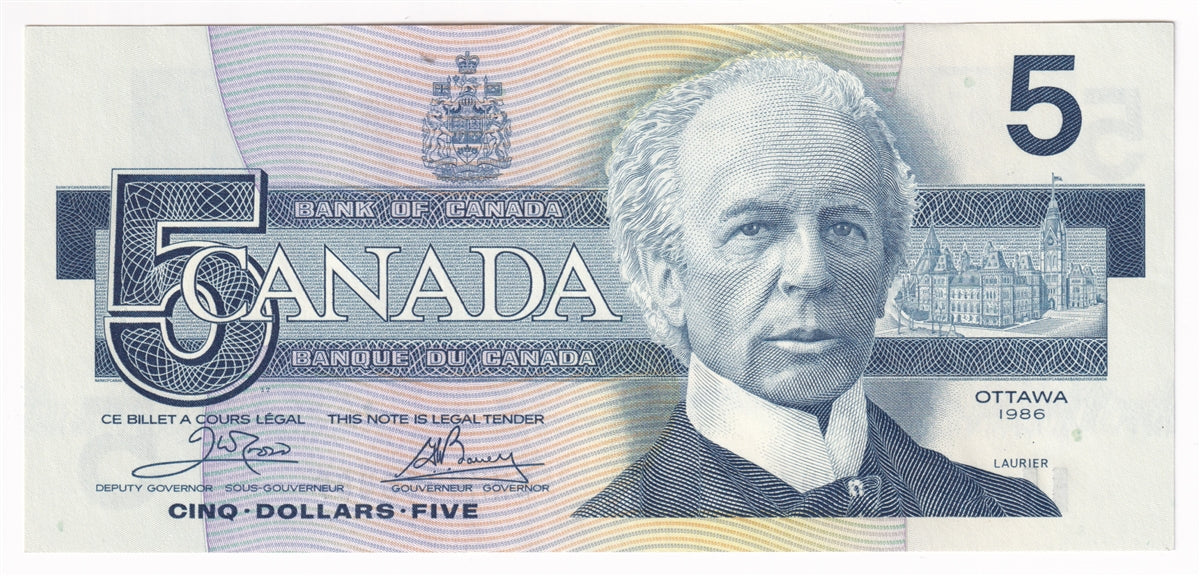 BC-56a 1986 Canada $5 Crow-Bouey, ENM, UNC