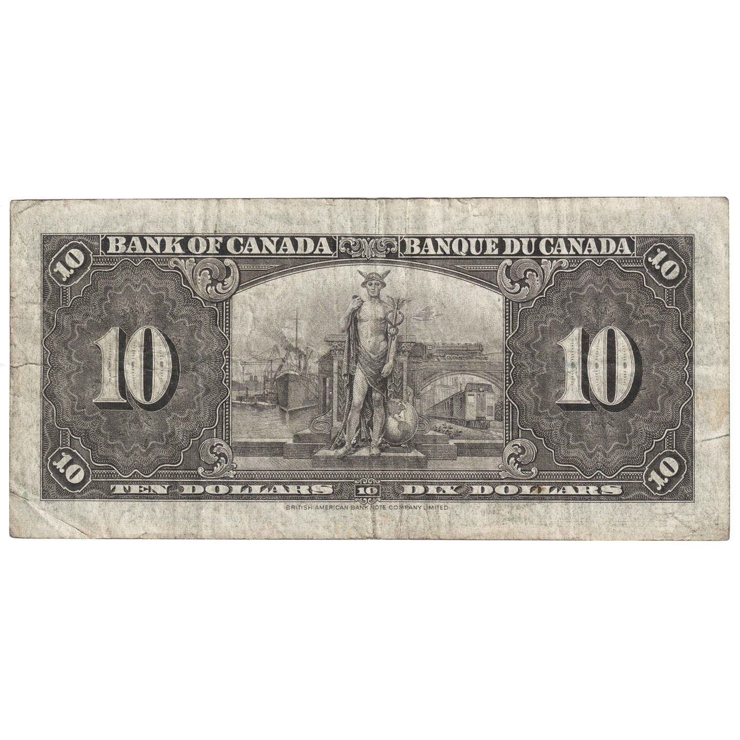 BC-24b 1937 Canada $10 Gordon-Towers, W/D, F-VF