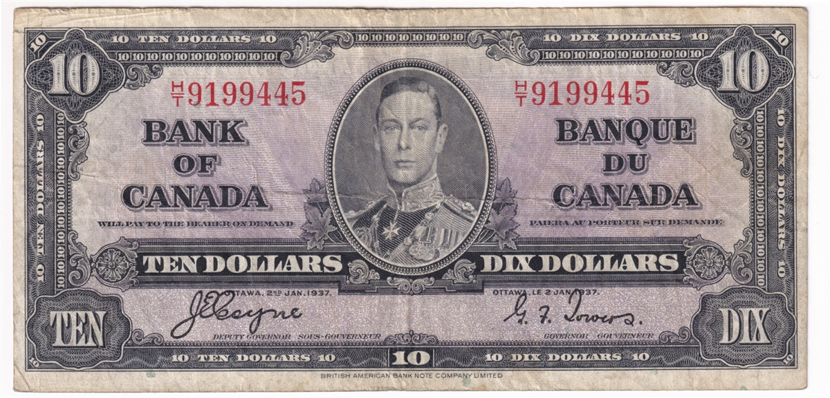 BC-24c 1937 Canada $10 Coyne-Towers, H/T, F