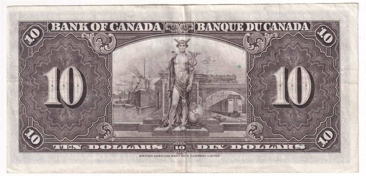 BC-24c 1937 Canada $10 Coyne-Towers, H/T, VF-EF
