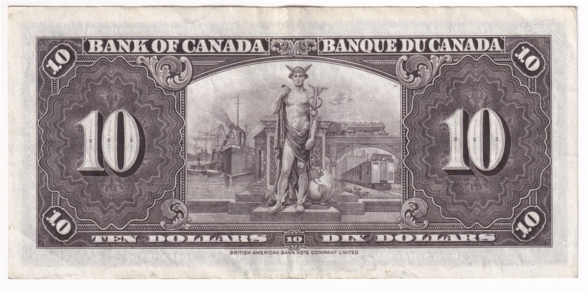 BC-24c 1937 Canada $10 Coyne-Towers, K/T, EF