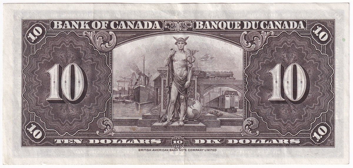 BC-24c 1937 Canada $10 Coyne-Towers, L/T, VF-EF