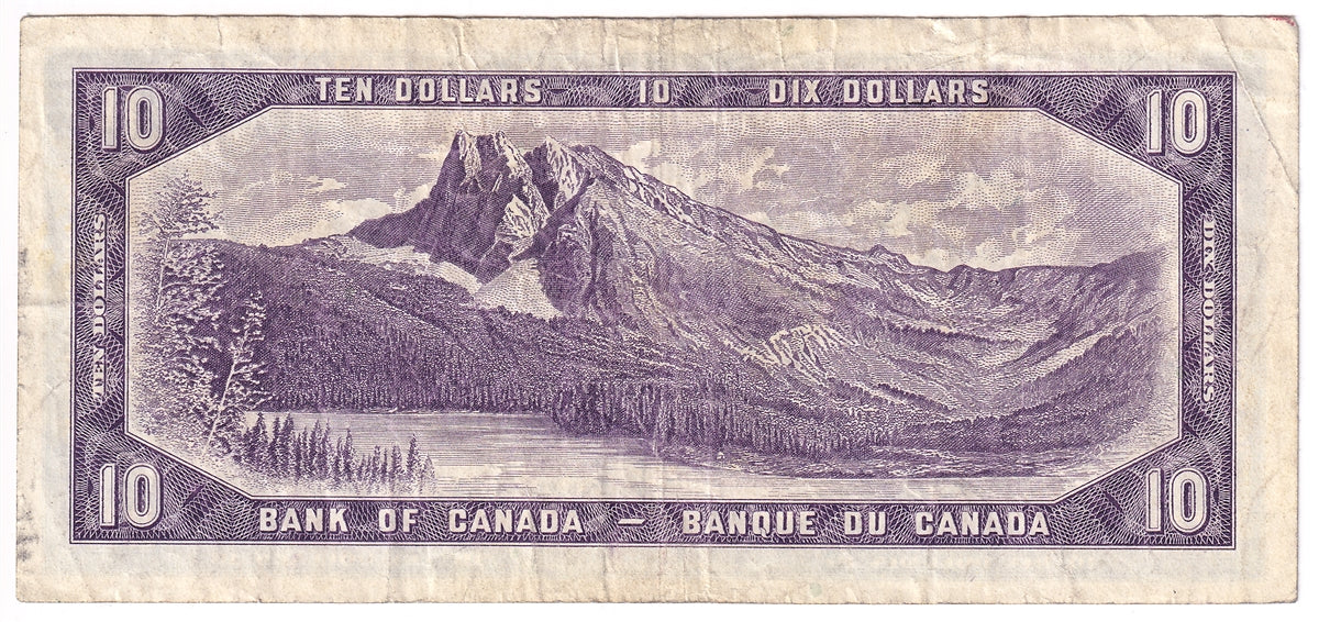 BC-40b 1954 Canada $10 Beattie-Rasminsky, H/T, Circ
