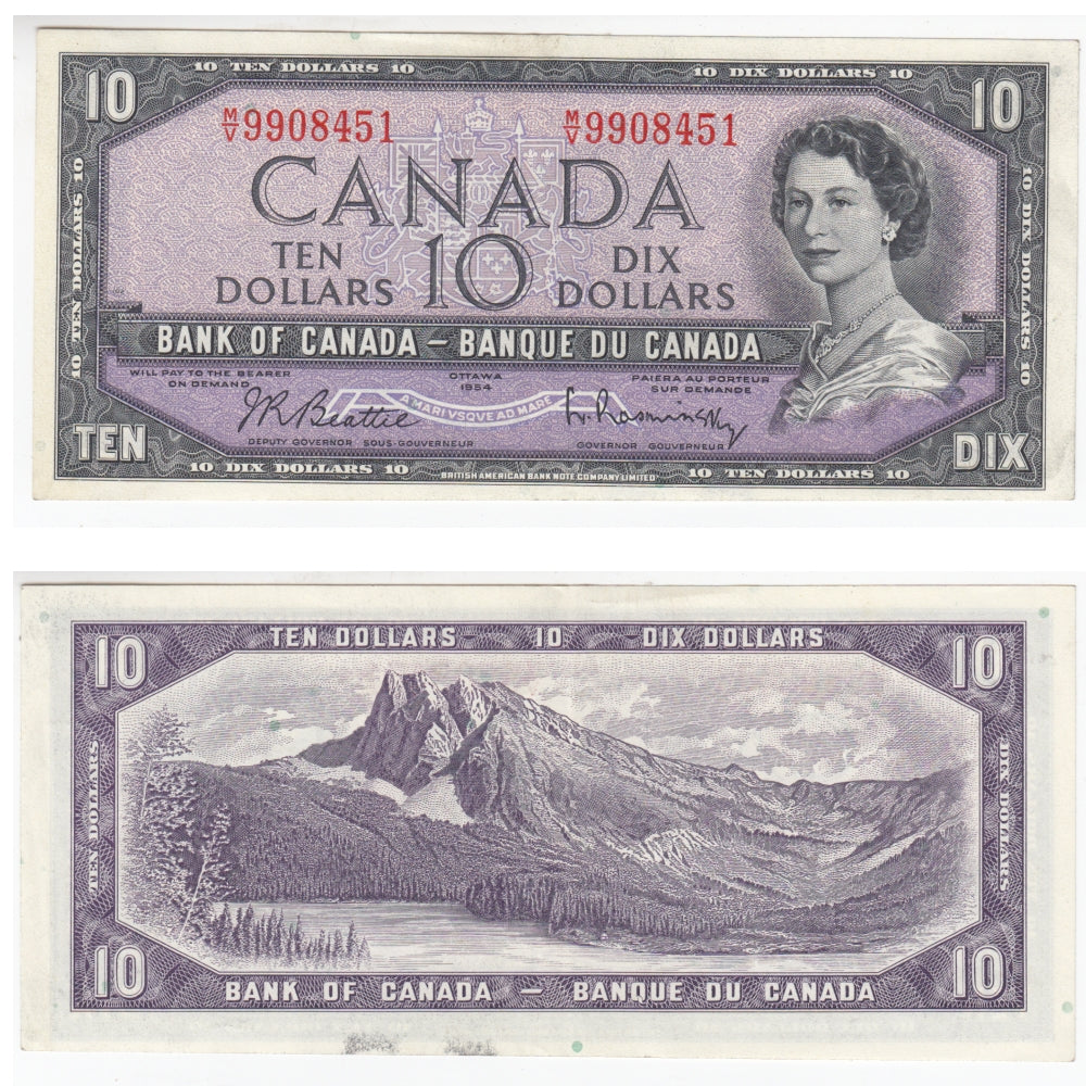 BC-40b 1954 Canada $10 Beattie-Rasminsky, M/V, EF-AU (EF45)