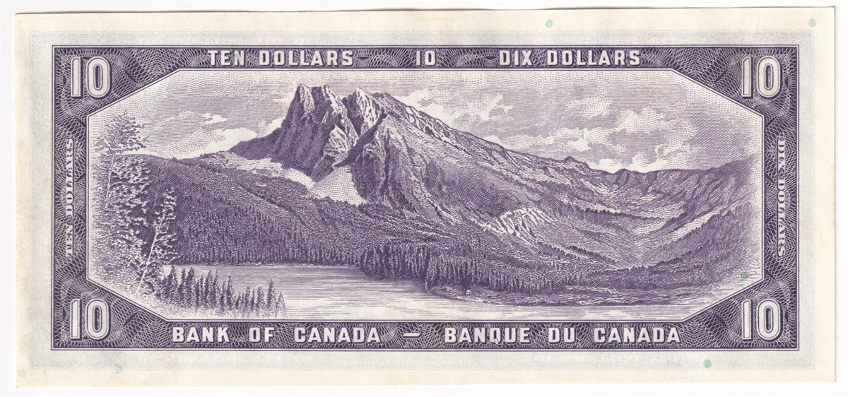 BC-40b 1954 Canada $10 Beattie-Rasminsky, V/T, Almost Uncirculated (AU50)