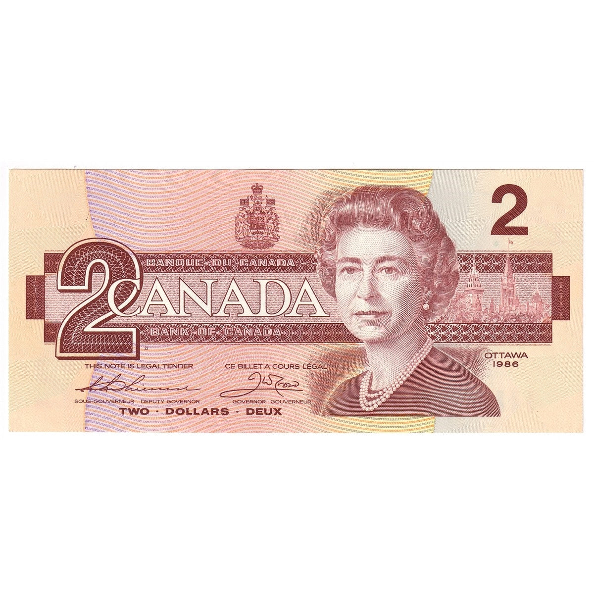BC-55b 1986 Canada $2 Thiessen-Crow, BBG, AU-UNC (AU55)