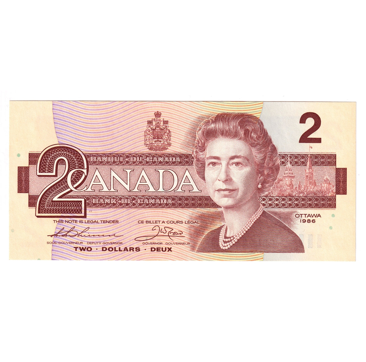 BC-55b-i 1986 Canada $2 Thiessen-Crow, EBL, Uncirculated (MS60)
