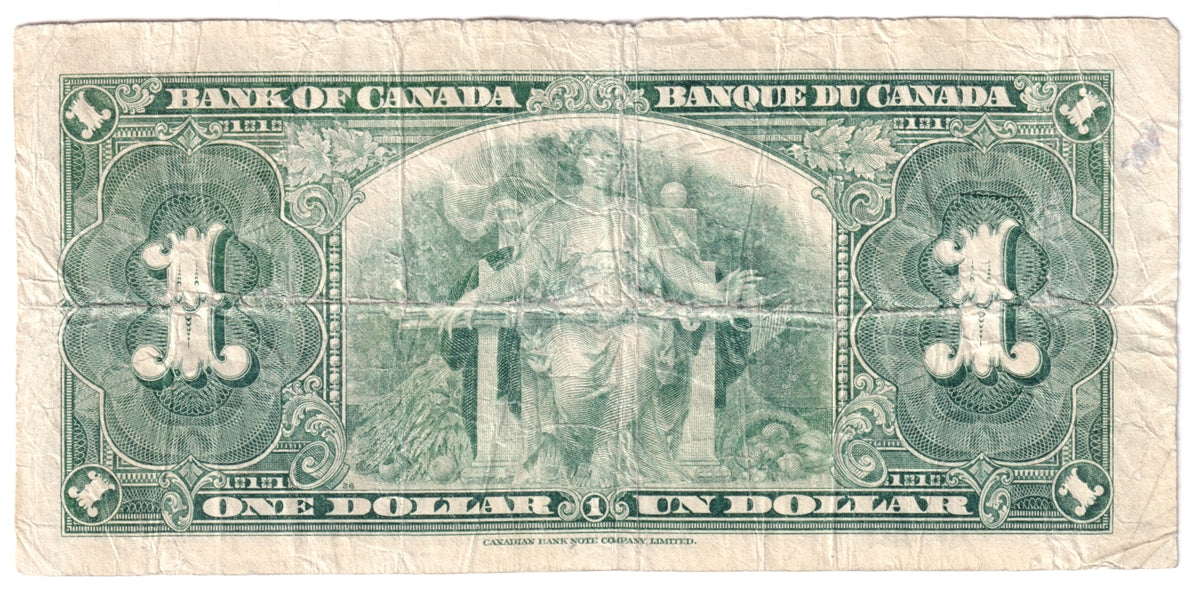 BC-21c 1937 Canada $1 Gordon-Towers, M/L, CIRC