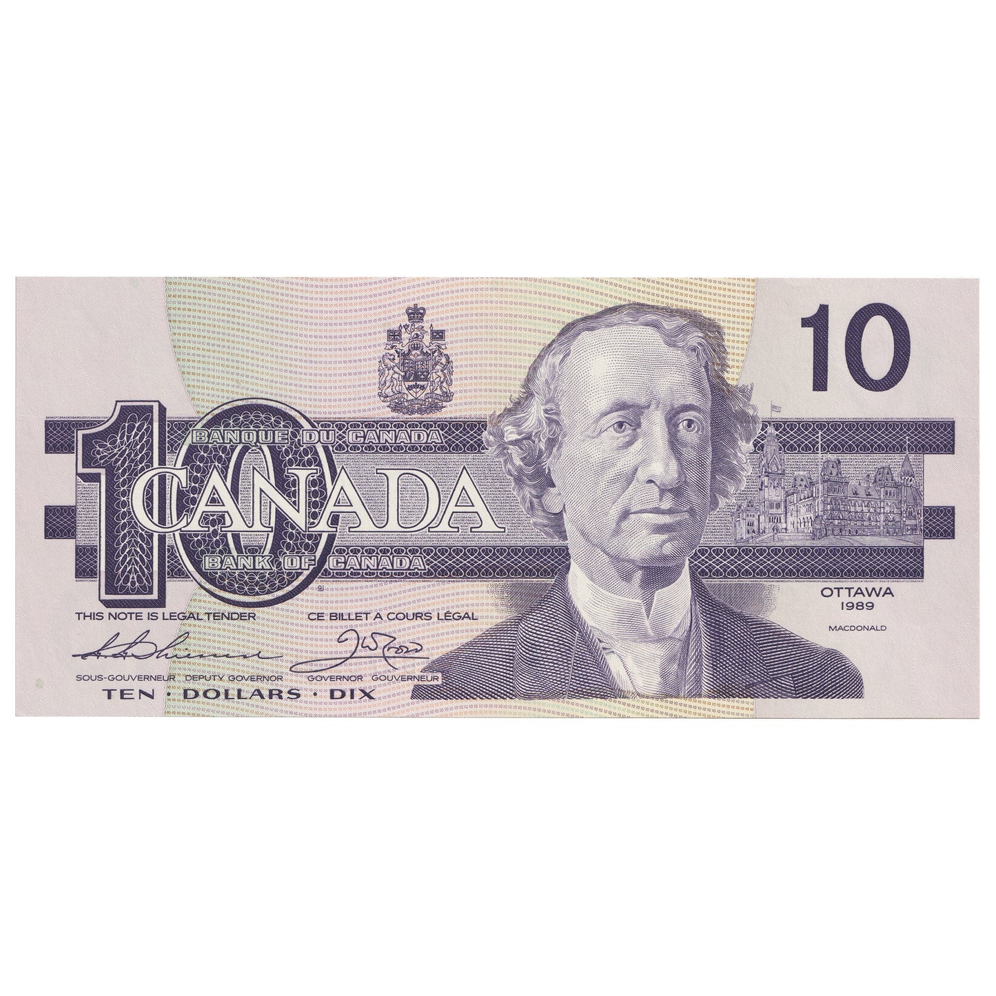 BC-57a 1989 Canada $10 Thiessen-Crow, ADC, Uncirculated (MS60)