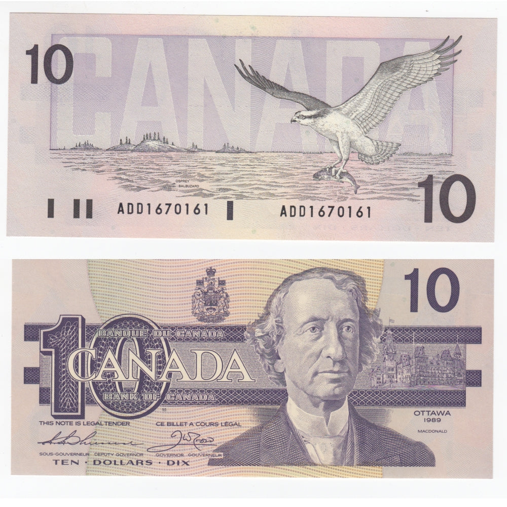BC-57a 1989 Canada $10 Thiessen-Crow, ADD, Choice Uncirculated (CUNC63)