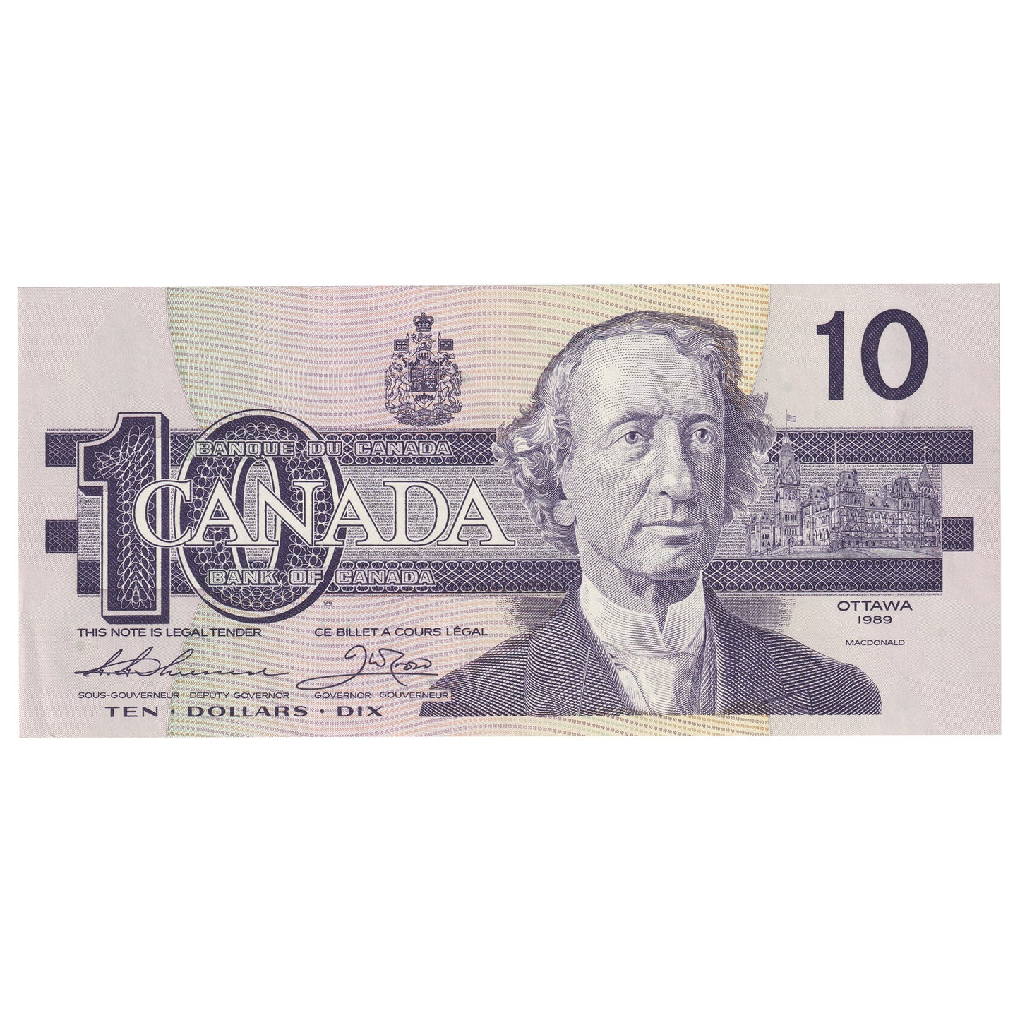 BC-57a 1989 Canada $10 Thiessen-Crow, ADM, AU-UNC