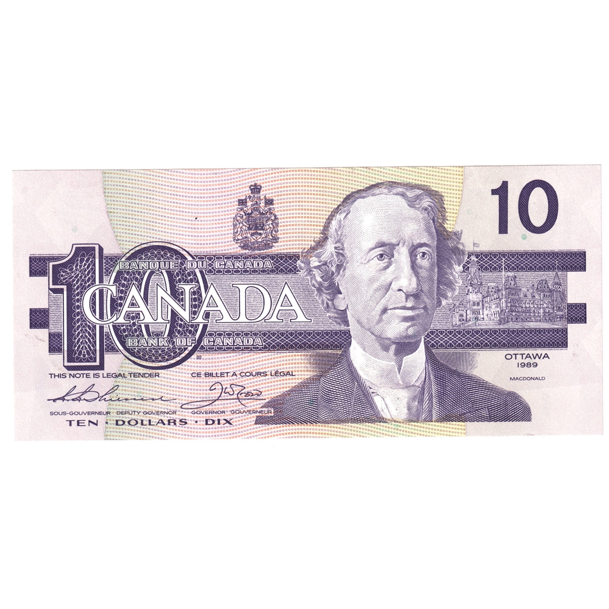 BC-57a 1989 Canada $10 Thiessen-Crow, AEY, Uncirculated (MS60)