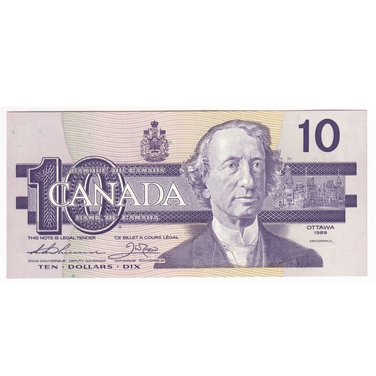 BC-57a 1989 Canada $10 Thiessen-Crow, ATC, Choice Uncirculated (CUNC63)