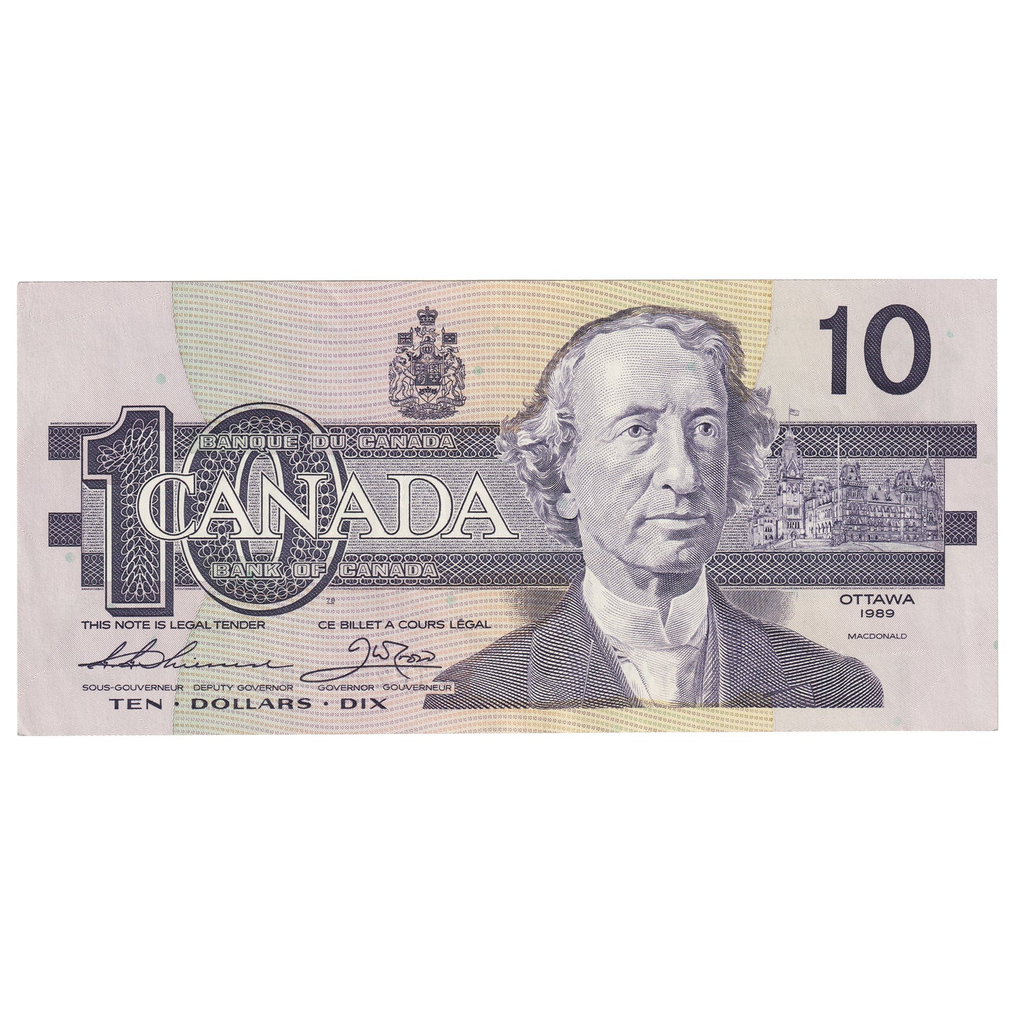BC-57a 1989 Canada $10 Thiessen-Crow, ATP, AU