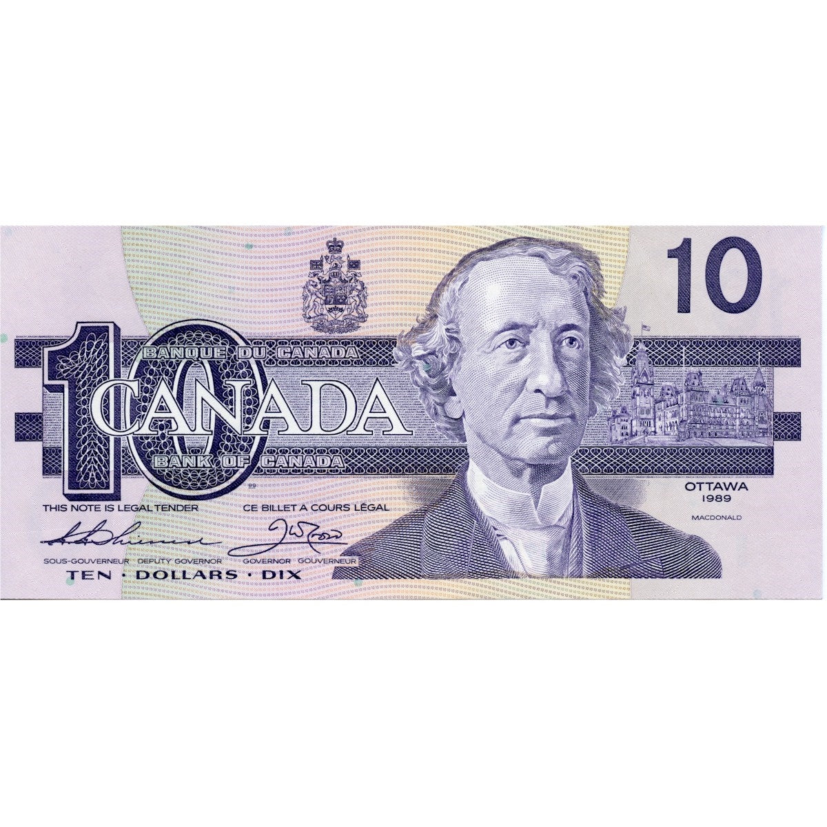 BC-57a 1989 Canada $10 Thiessen-Crow, ATS, UNC