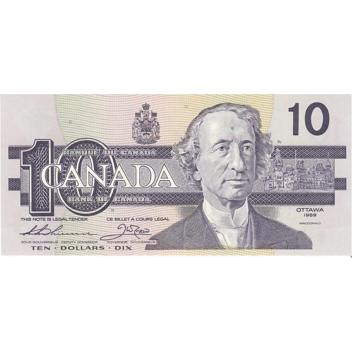 BC-57a 1989 Canada $10 Thiessen-Crow, ATW, CUNC