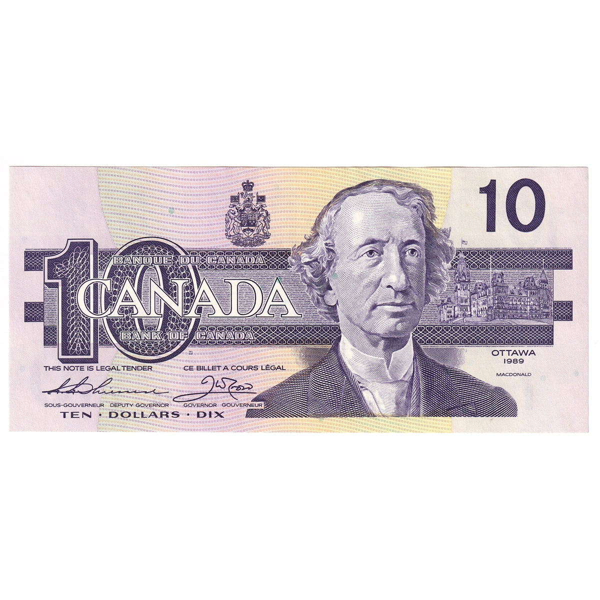 BC-57a 1989 Canada $10 Thiessen-Crow, ATZ, Uncirculated (MS60)