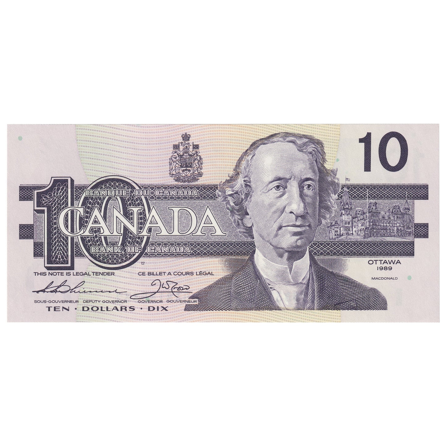 BC-57a 1989 Canada $10 Thiessen-Crow, BDA, AU-UNC