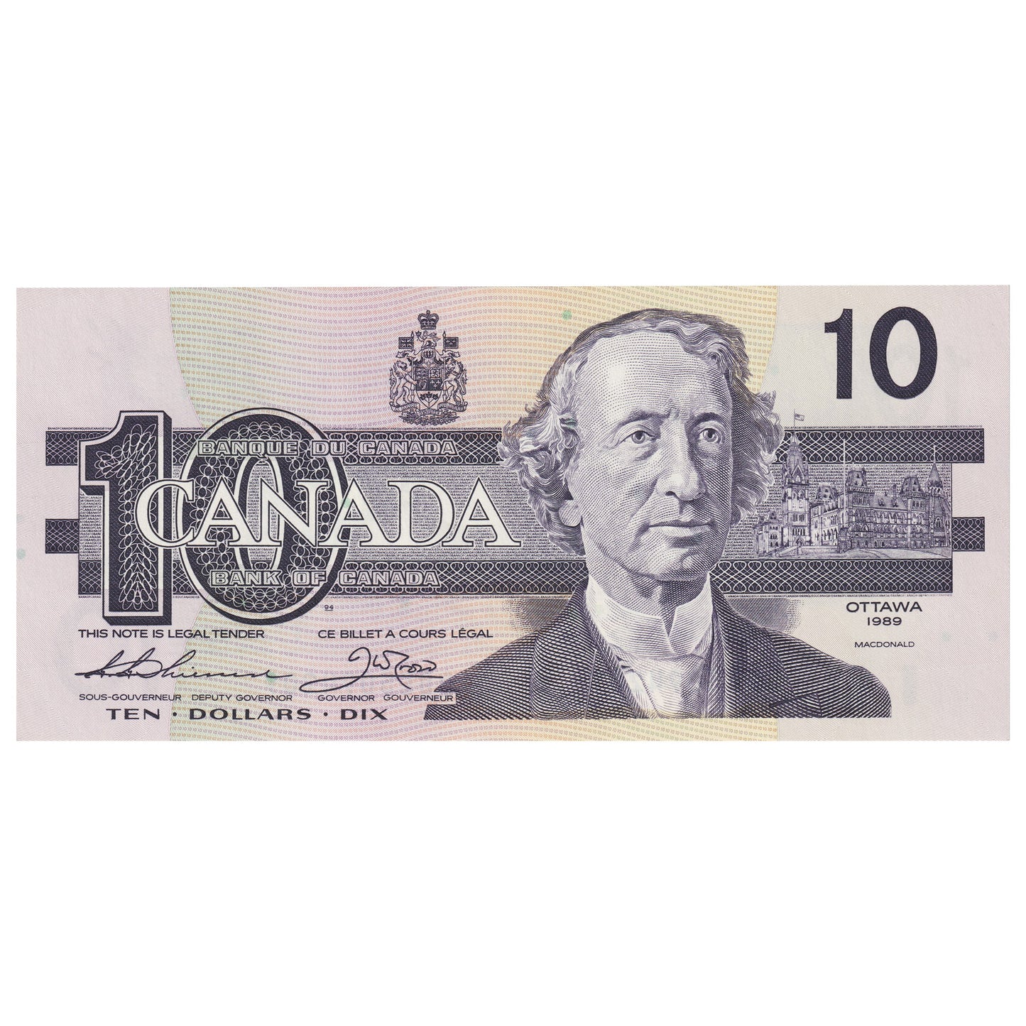 BC-57a 1989 Canada $10 Thiessen-Crow, BDE, AU-UNC