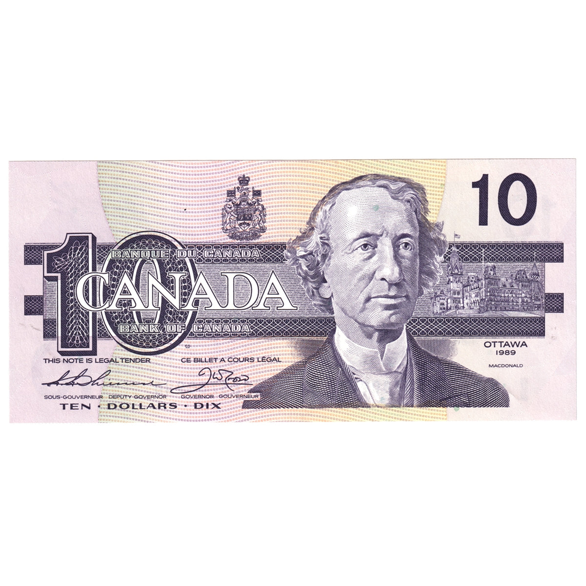 BC-57a 1989 Canada $10 Thiessen-Crow, BDF, AU-UNC