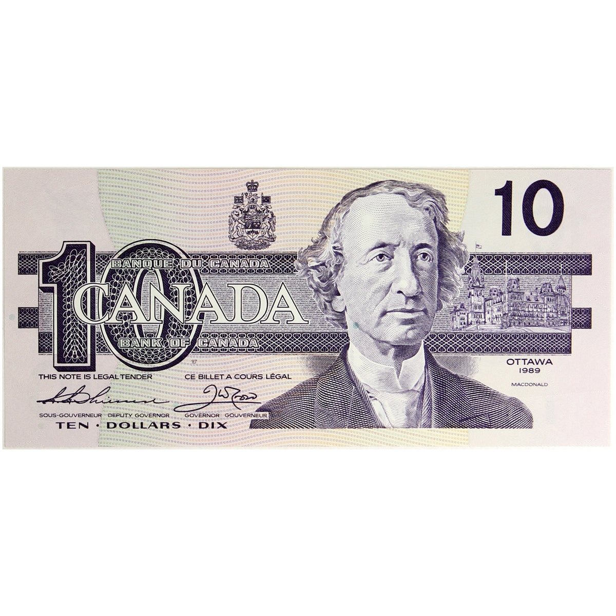 BC-57a 1989 Canada $10 Thiessen-Crow, BDF, Uncirculated (MS60)