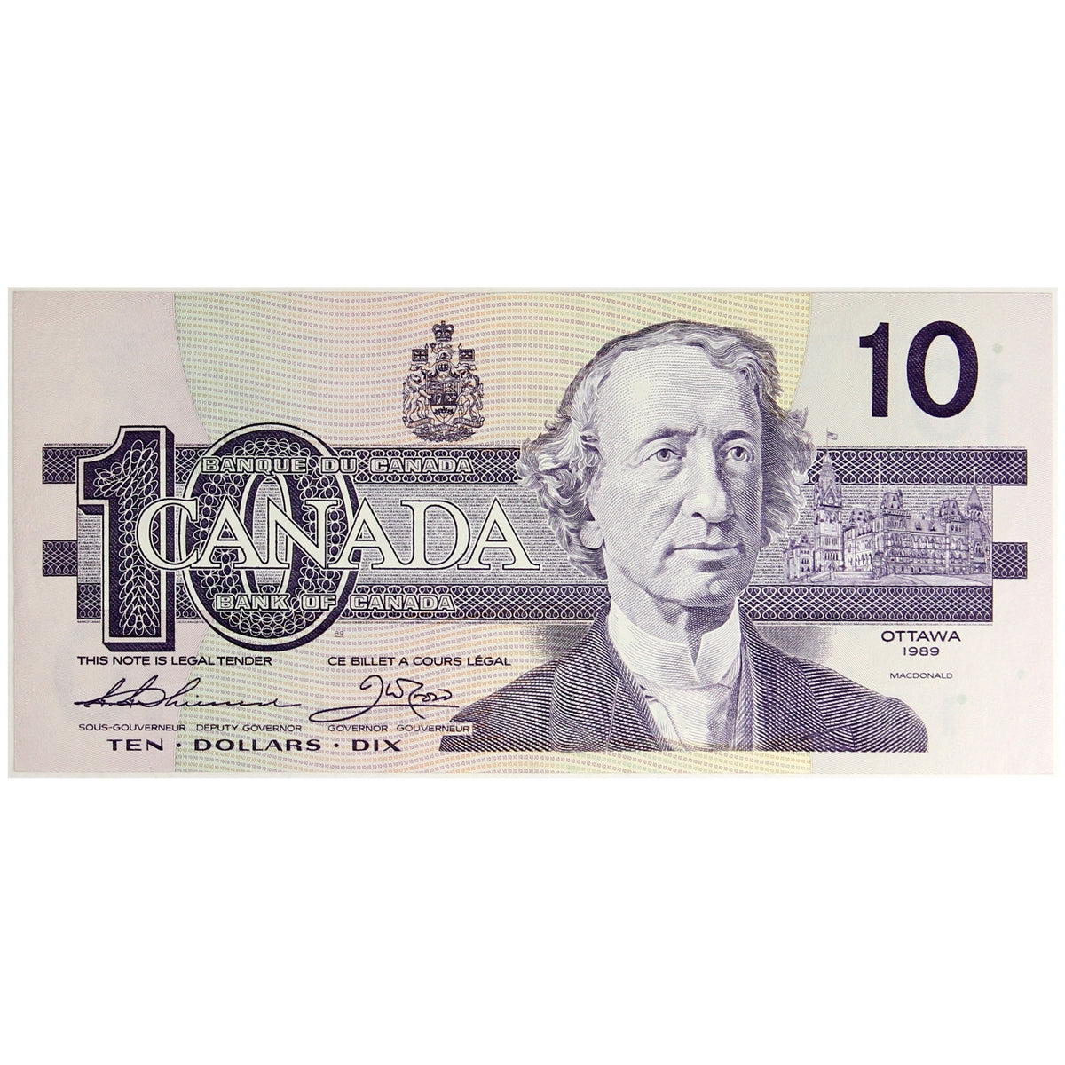 BC-57aA 1989 Canada $10 Thiessen-Crow, ADX, Uncirculated (MS60)
