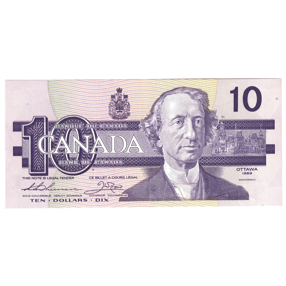 BC-57aA 1989 Canada $10 Thiessen-Crow, ATX, AU-UNC (AU55)
