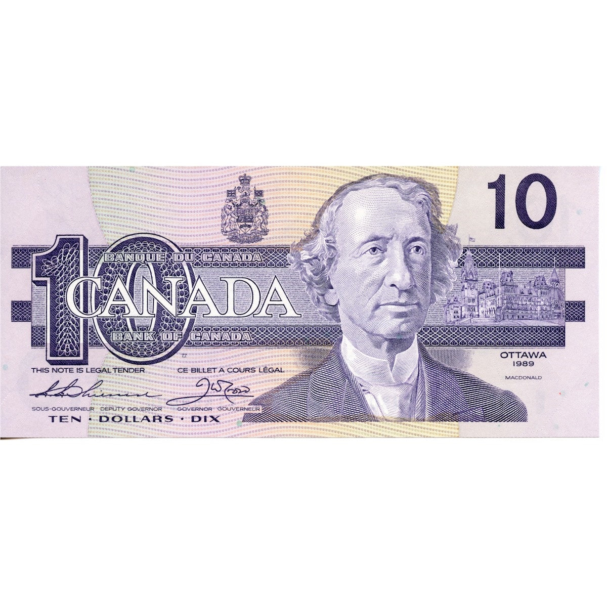 BC-57aA 1989 Canada $10 Thiessen-Crow, ATX, Choice Uncirculated (CUNC63)
