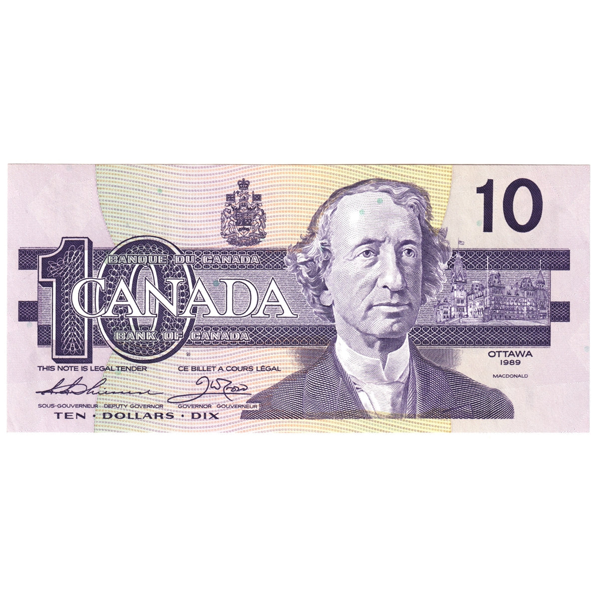BC-57aA 1989 Canada $10 Thiessen-Crow, ATX, Uncirculated (MS60)